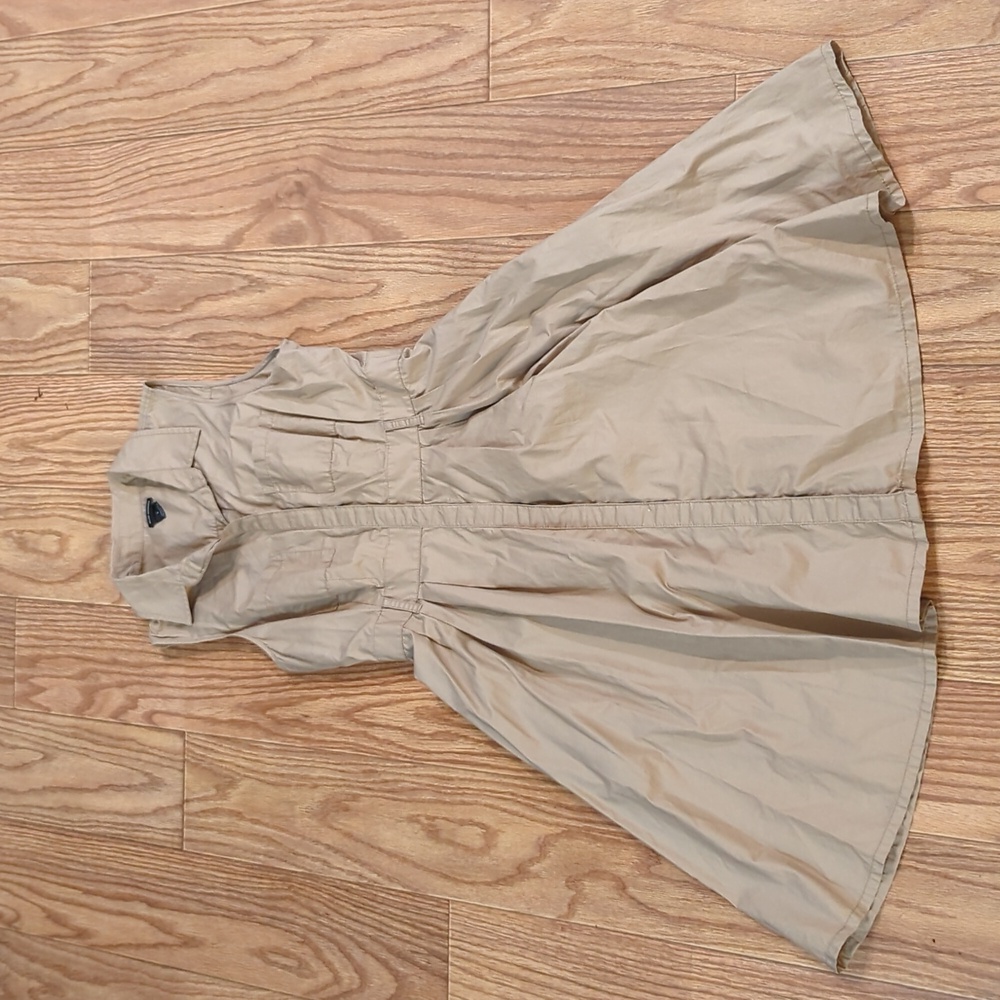 Club Monaco khaki A-line cotton poplin sleeveless shirt dress with stretch, 6